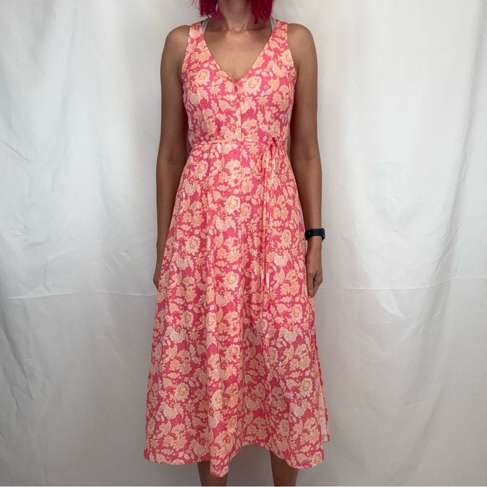 French Connection Women's Cossette Vero Crepe Floral Midi Dress Belted 6